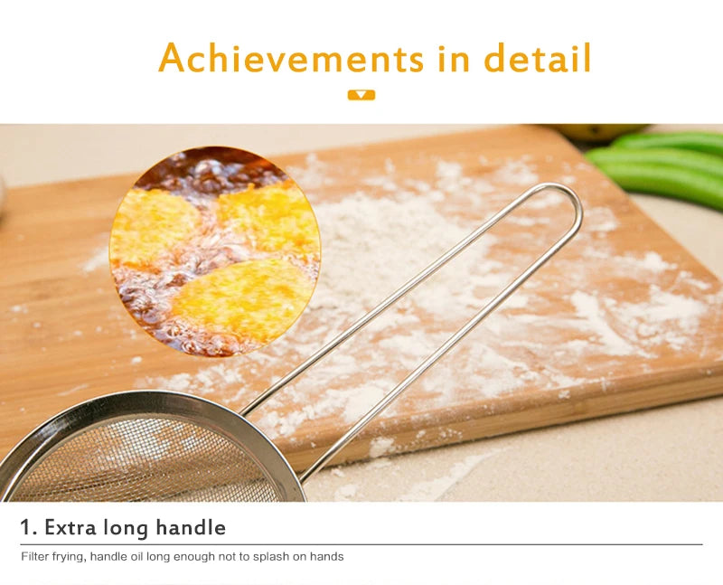 1Pcs Stainless Steel Wire Fine Mesh Oil Strainer Flour Colander Sifter Household Baking DIY Tool Food Filter Kitchen Supplies