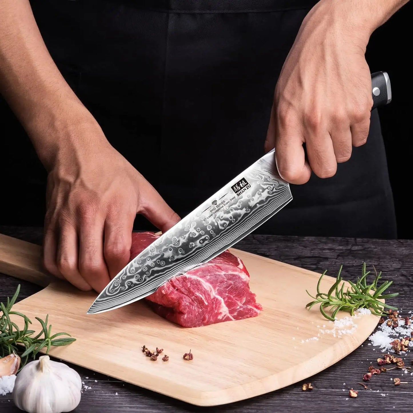 SHAN ZU 67 Layers 8'' Damascus Steel Chef Knife, AUS-10, Professional Japanese Kitchen Cooking Knife,Ergonomic Handle, Gift Box