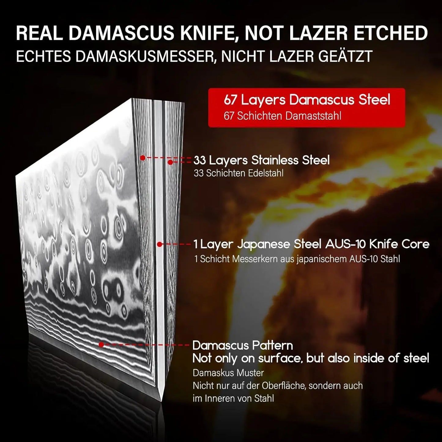 SHAN ZU 67 Layers 8'' Damascus Steel Chef Knife, AUS-10, Professional Japanese Kitchen Cooking Knife,Ergonomic Handle, Gift Box