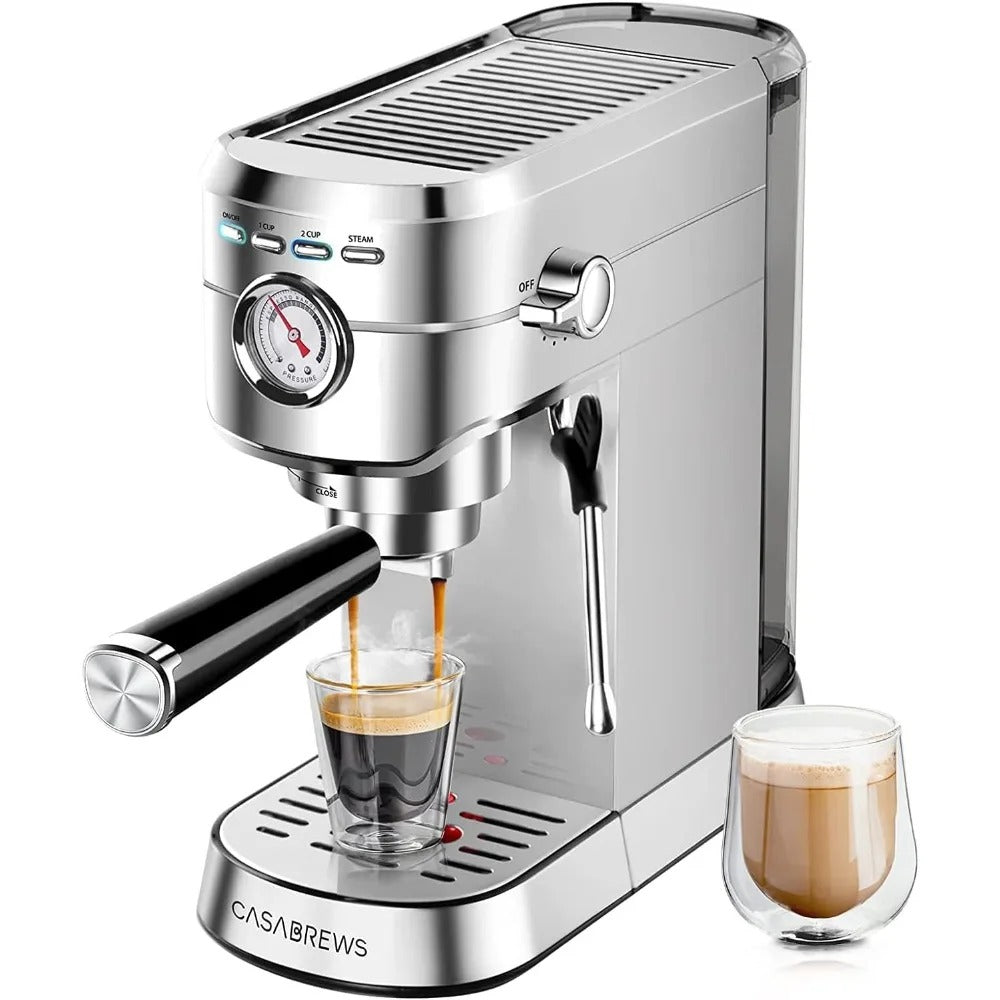 Professional Espresso Maker with Milk Frother Steam Wand, Compact Coffee Machine with 34oz Removable Water