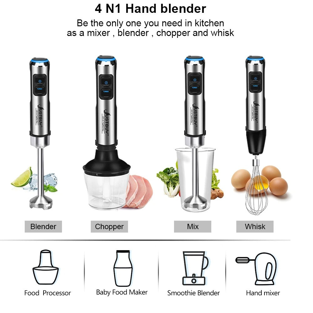 4 in 1 Electric Stick Hand Blender Egg Whisk Mixer Juicer Meat Grinder